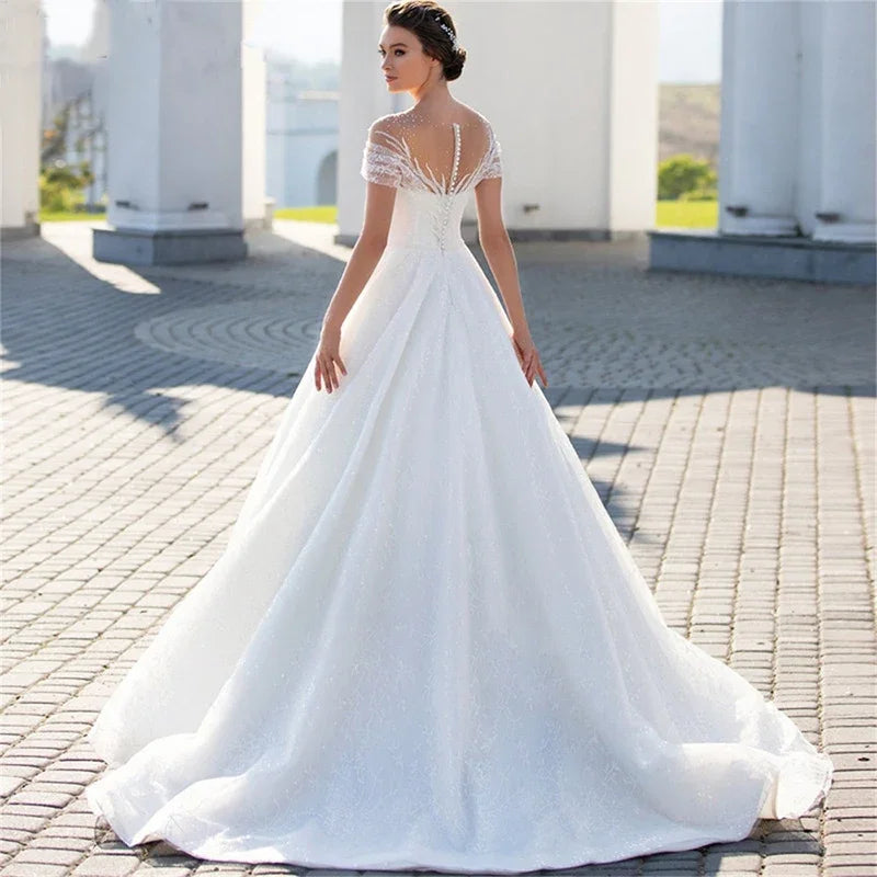 Shiny Off The Shoulder Bridal Gown