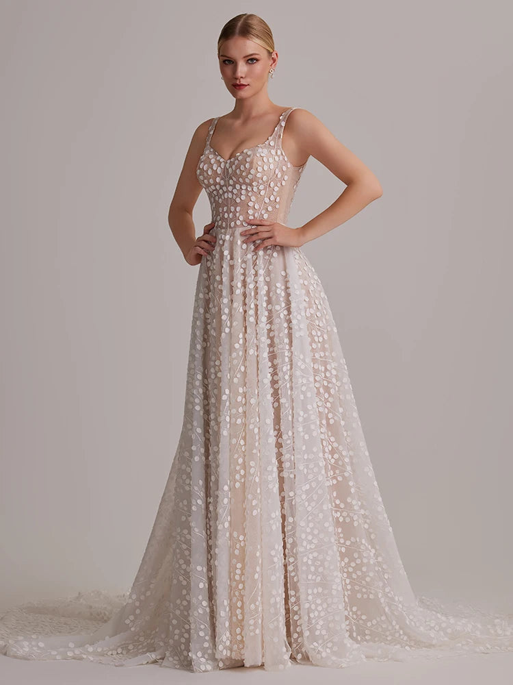 Romantic Mesh Polka Dot Bridal Dress
