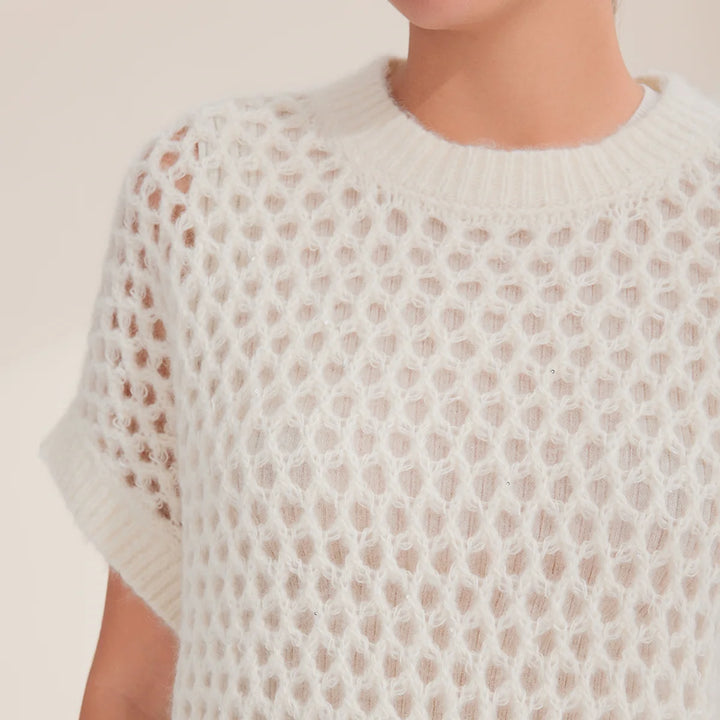 Stylish Crew Neck Crochet Jumper