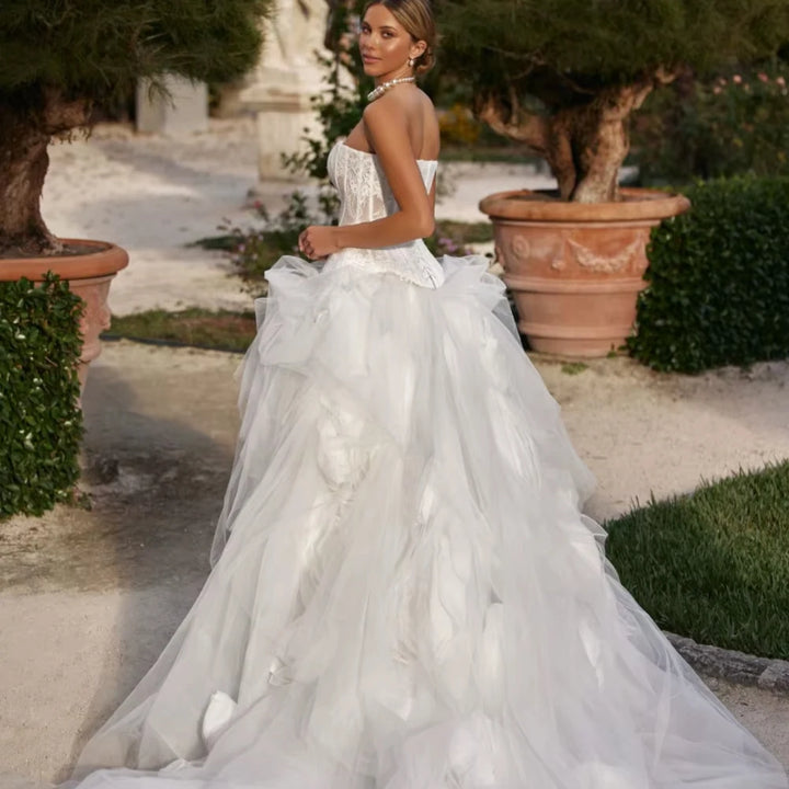 Exquisite 3D Flower Lace Bridal Gown