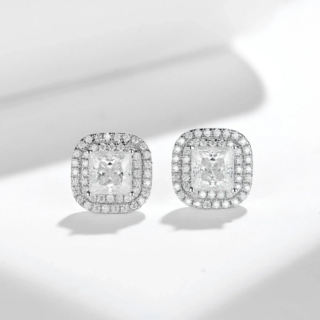 Beautiful Moissanite Square Stud Earrings