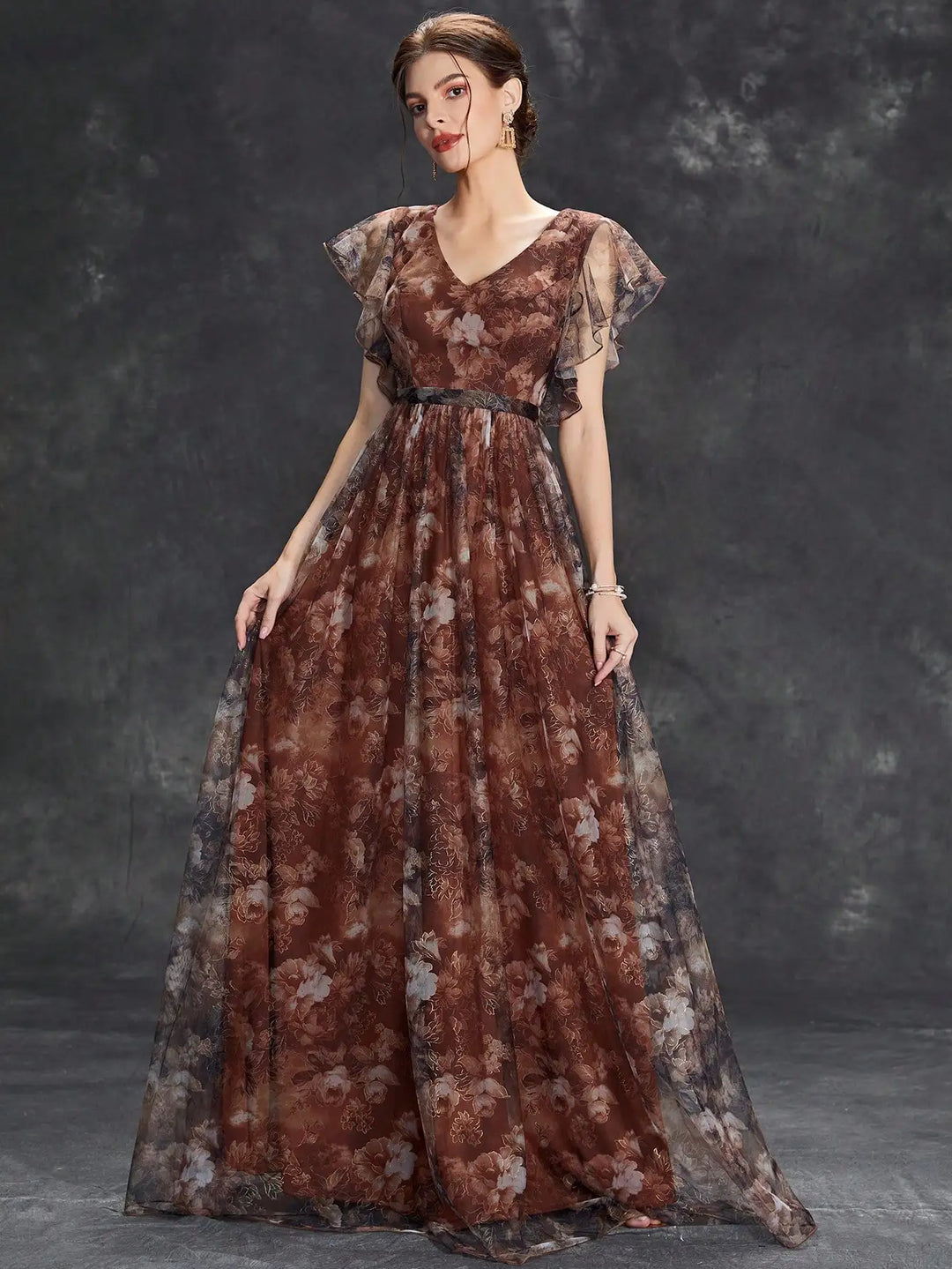 Stunning Ruffled Lace Evening Party Dress