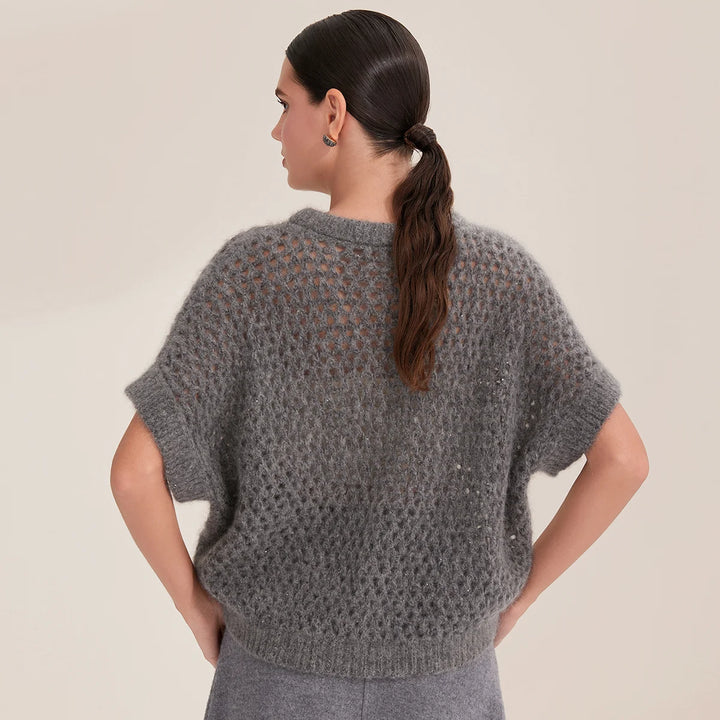 Stylish Crew Neck Crochet Jumper