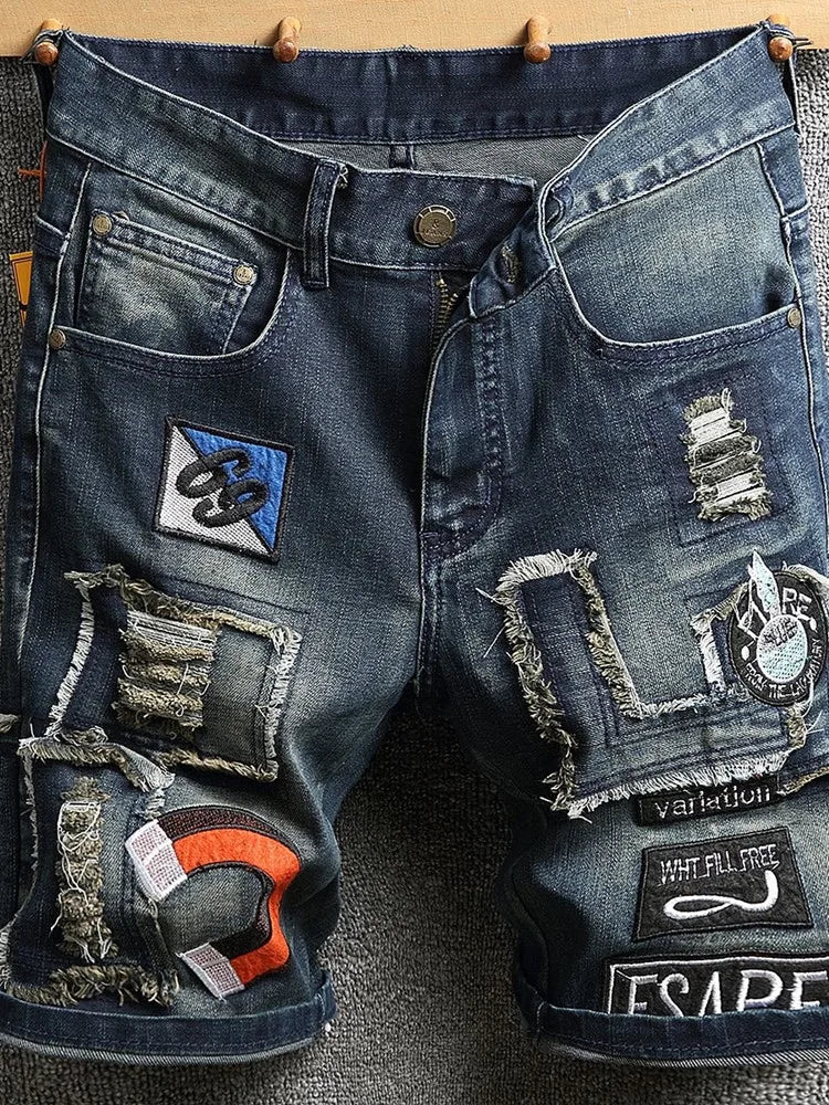 Modern Printed Loose Denim Shorts