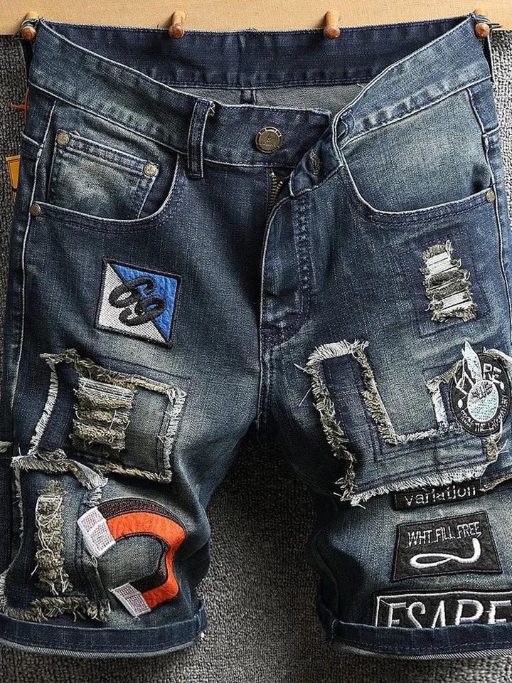 Modern Printed Loose Denim Shorts