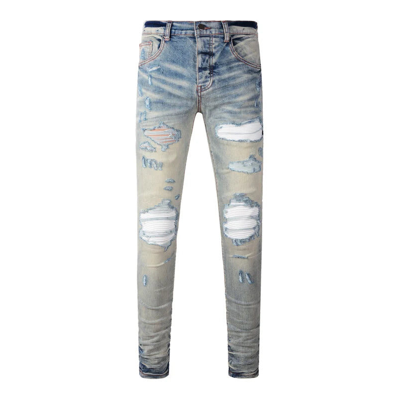Sleek Patch Detail Slim Denim Jeans Pants
