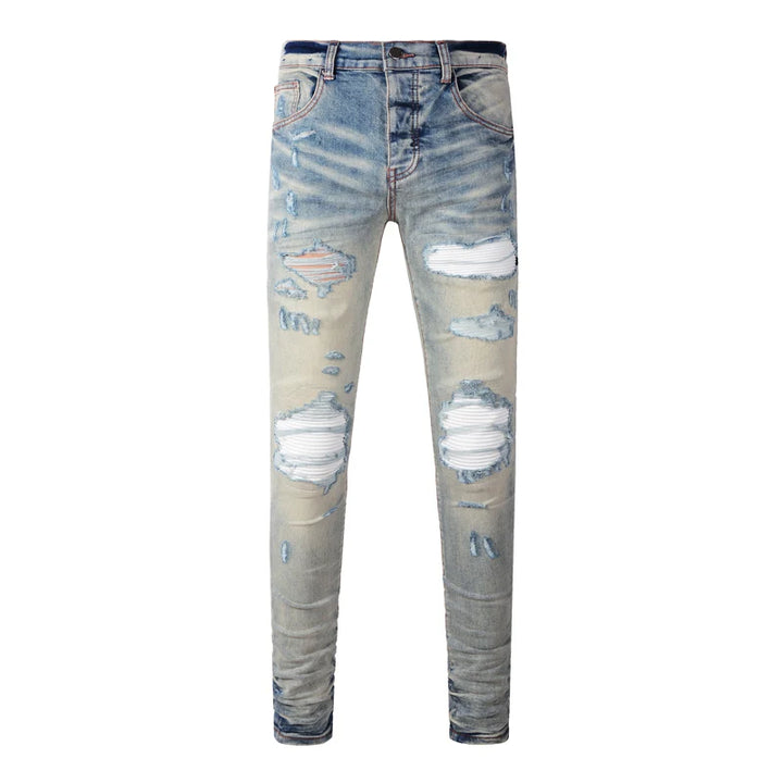 Sleek Patch Detail Slim Denim Jeans Pants