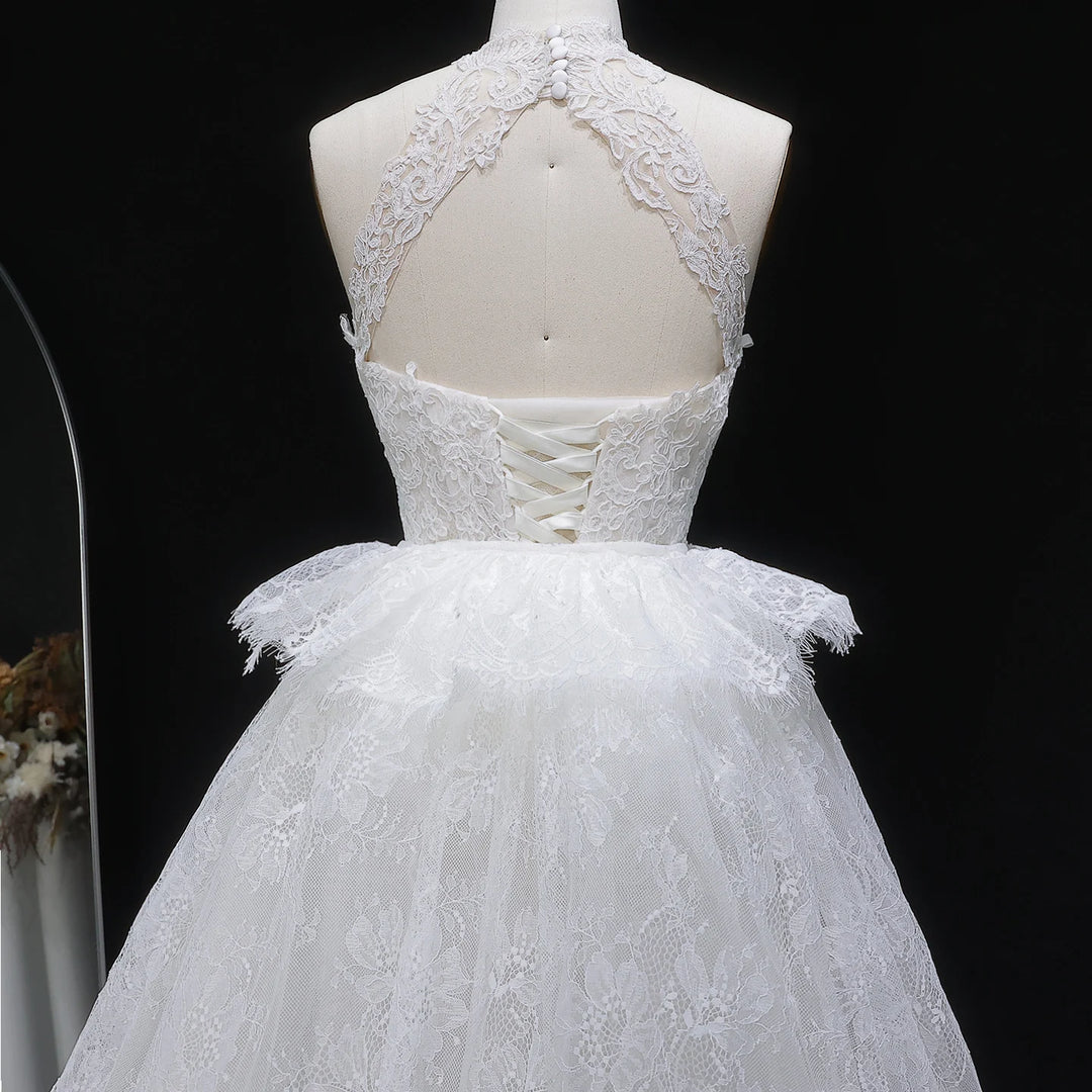 High End Halter Neck Princess Wedding Dress