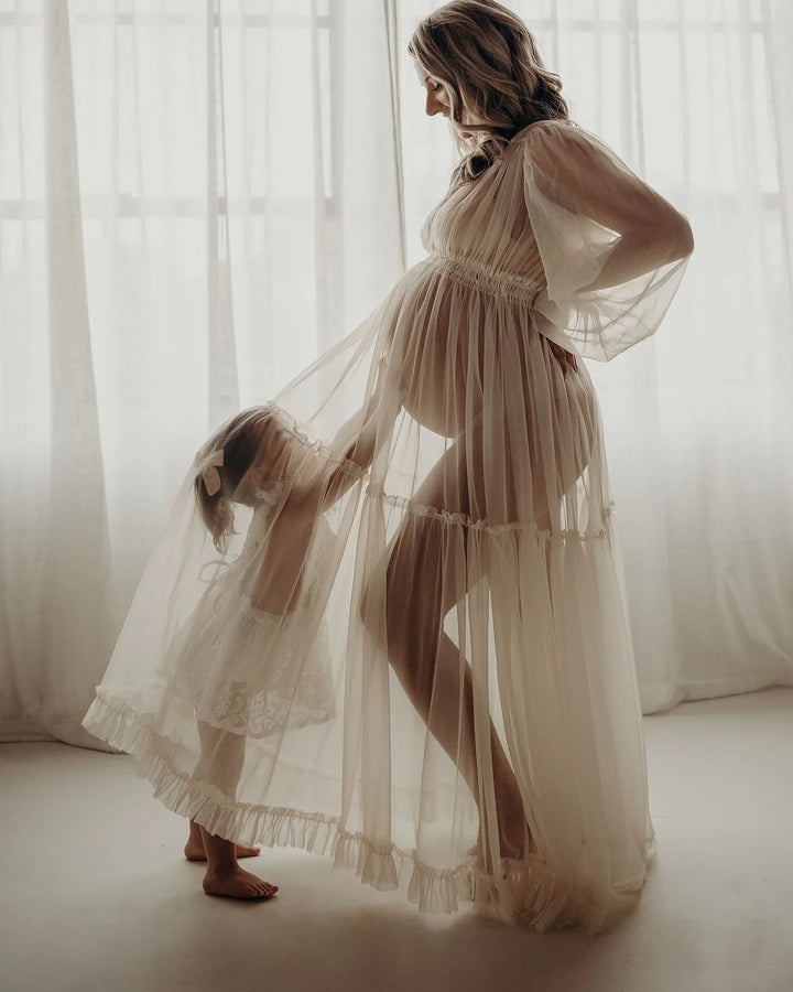 Stylish Transparent Chiffon Maternity Dress