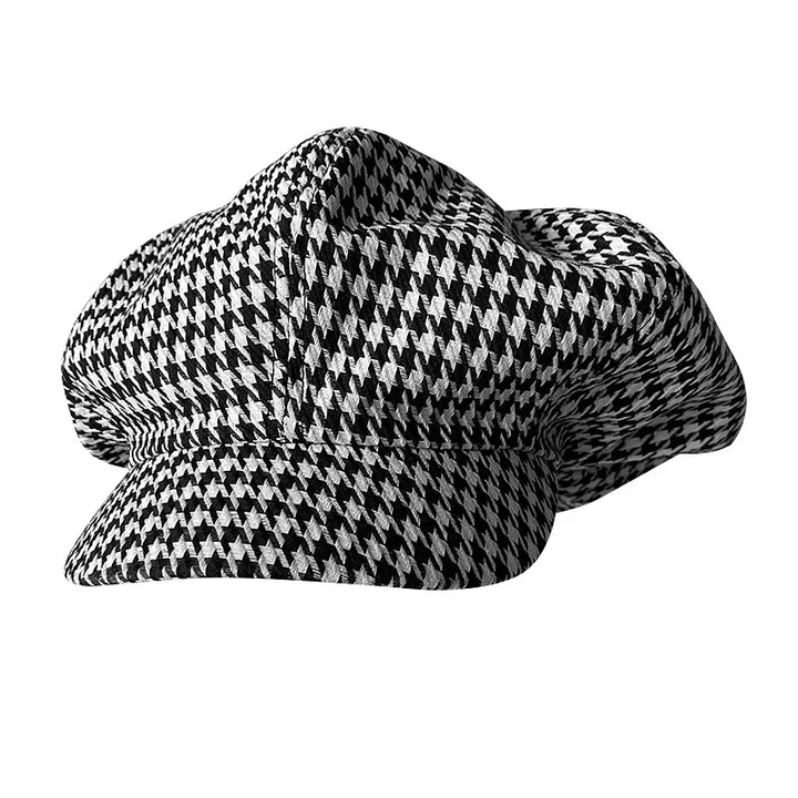 Classic Houndstooth Octagonal Beret Hat