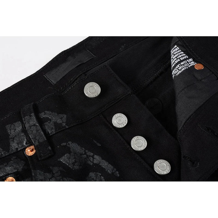 Edgy High Street Black Coated Jeans Pants