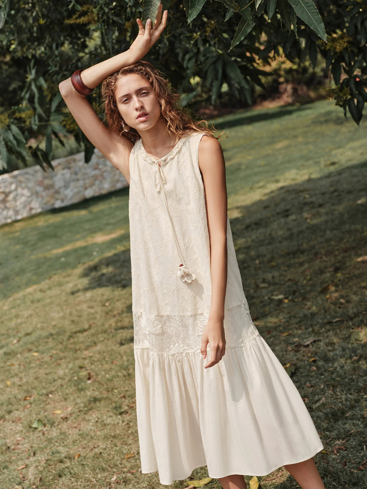 Premium Embroidered Midi Dress