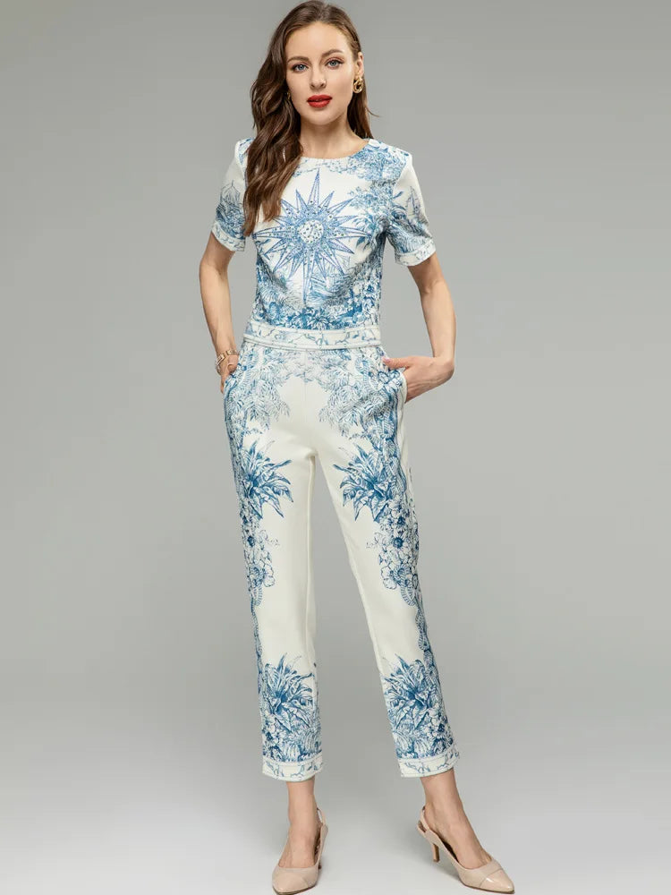 Crystal Beading Formal Pants Suit