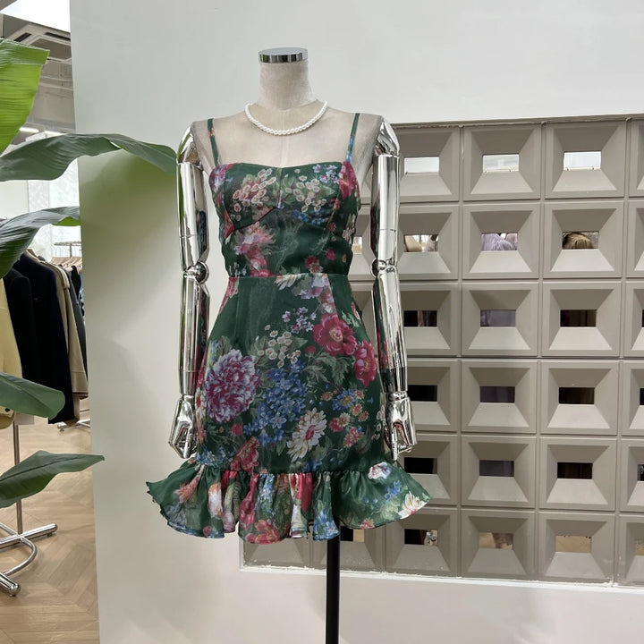 Graceful Flower Thin Ruffles Holiday Dress