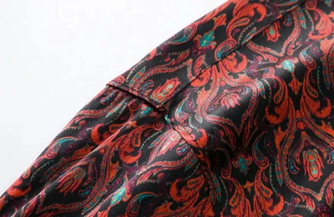 Patterned Smooth Claret Men's Silk Shirt