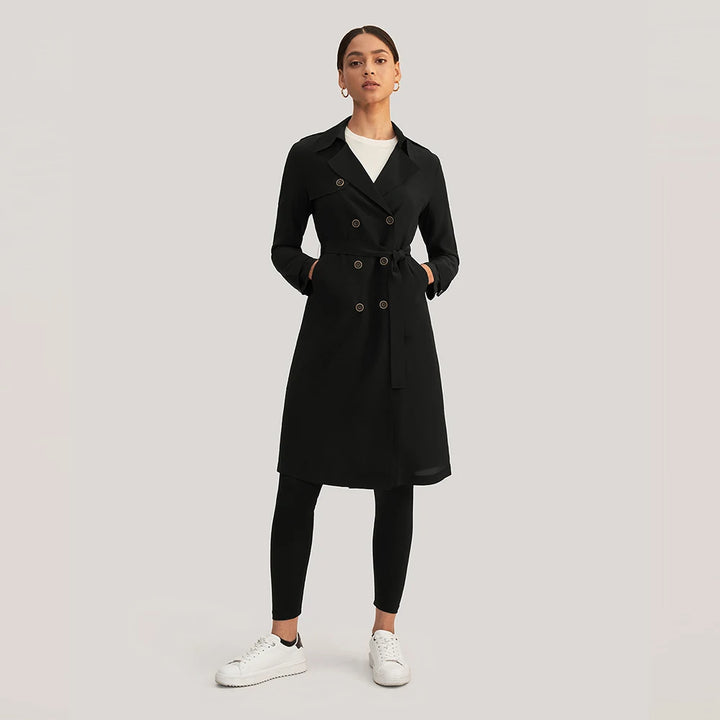 Classic Double-Breasted Silk Trench Coat