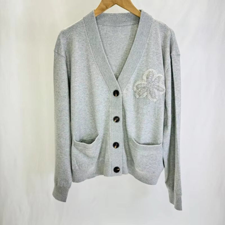 Beaded Chain Cashmere Cardigan