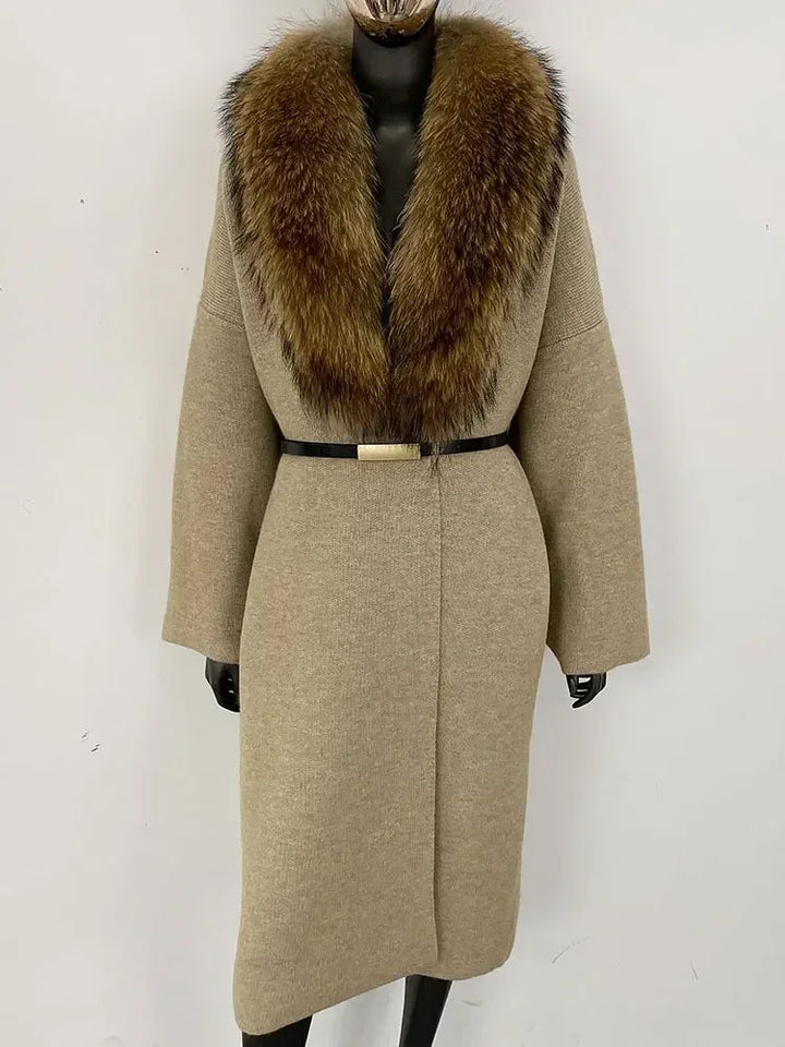 Alluring Detachable Real Fur Collar Coat