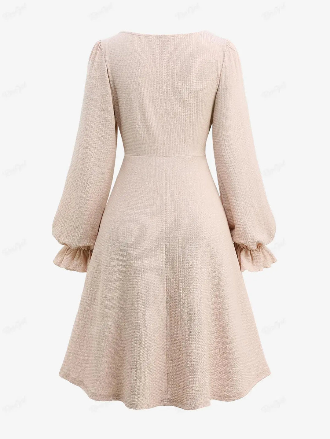 Embroidery Poet Sleeve Plisse Dress