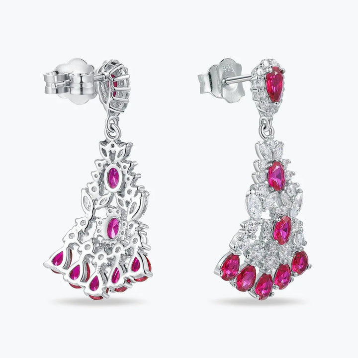 Vintage Round Cut Ruby Drop Earrings