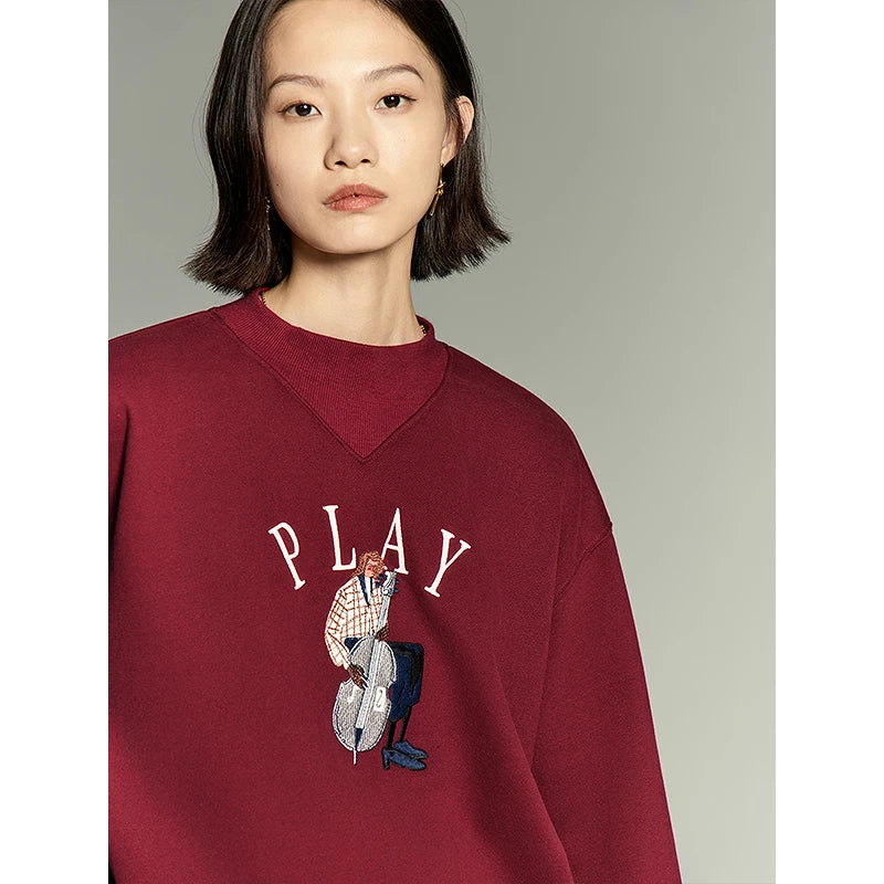 Embroidered Plush Sweatshirt