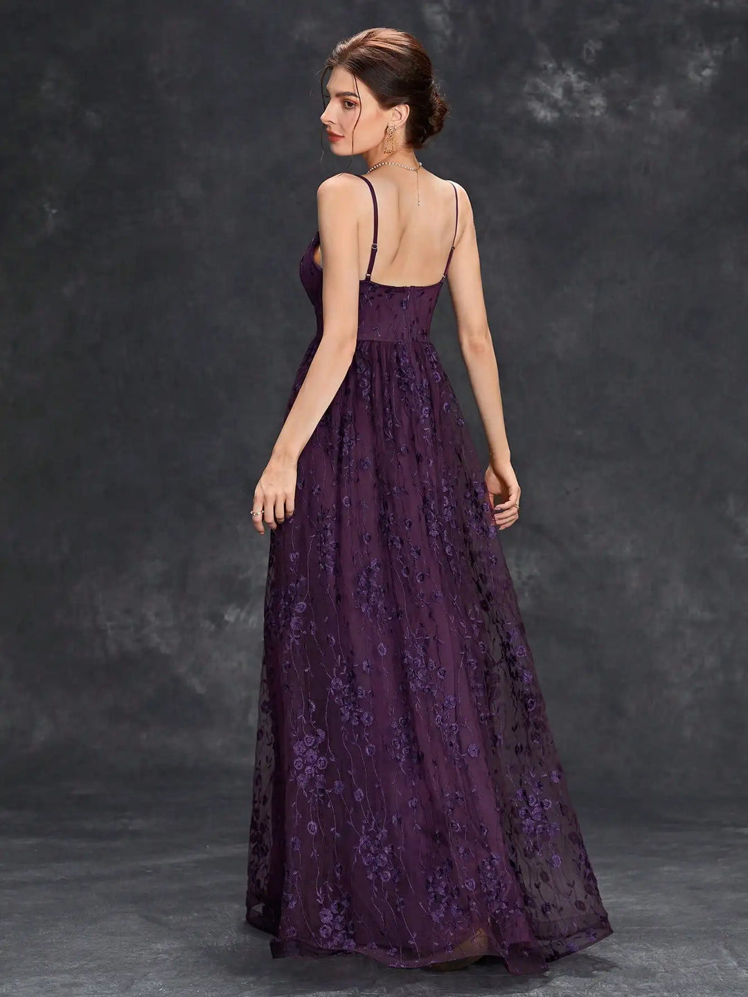 Fashionable Mesh Embroidery Evening Gown