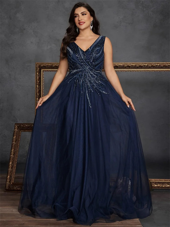 Elegant Sequin Plus Size Evening Gown