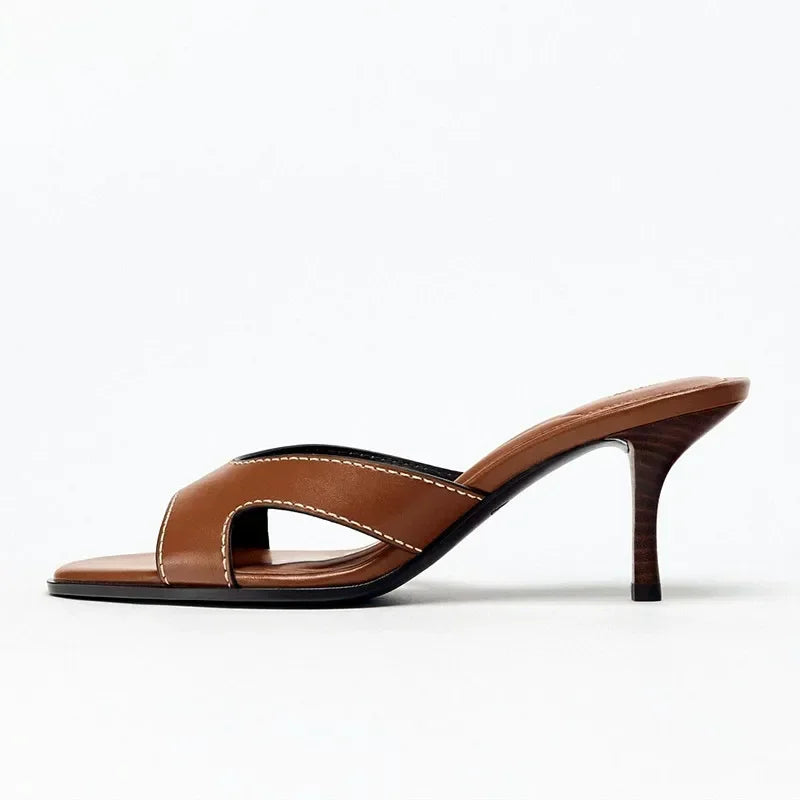 Timeless Open-Toe High Heeled Slippers