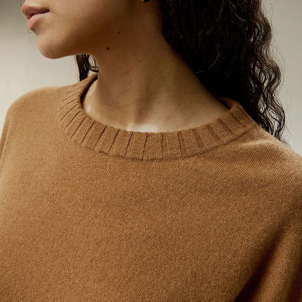 Crew Neck Side Slit Sweater