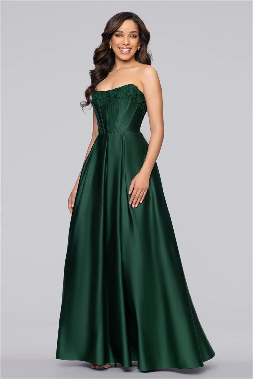 Regal Off-the-shoulder Satin Prom Gown