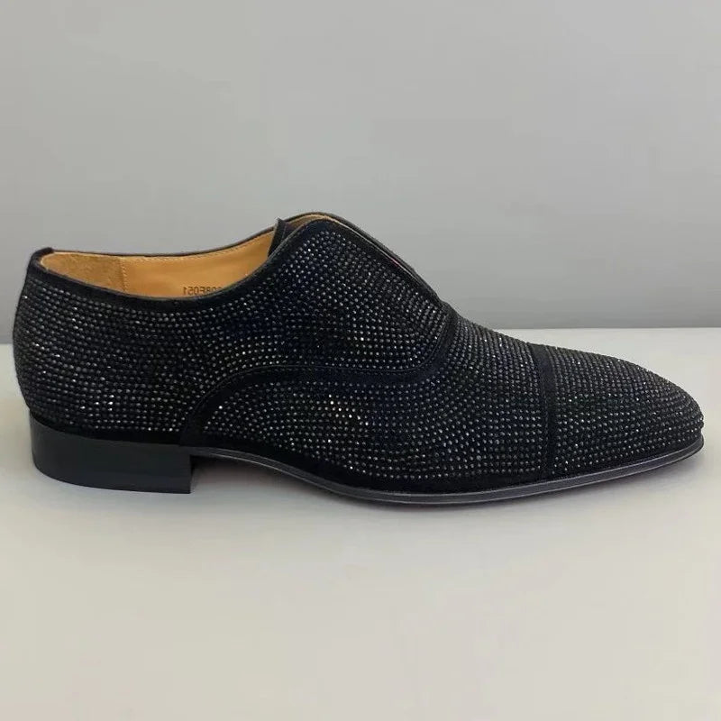 Luxury Rhinestone Suede Wedding Loafers