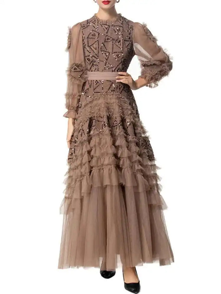 Sequins High Waist Midi Party Dress