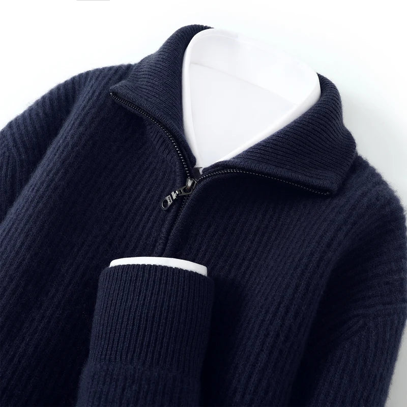 Comfortable Double Zipper Cashmere Cardigan