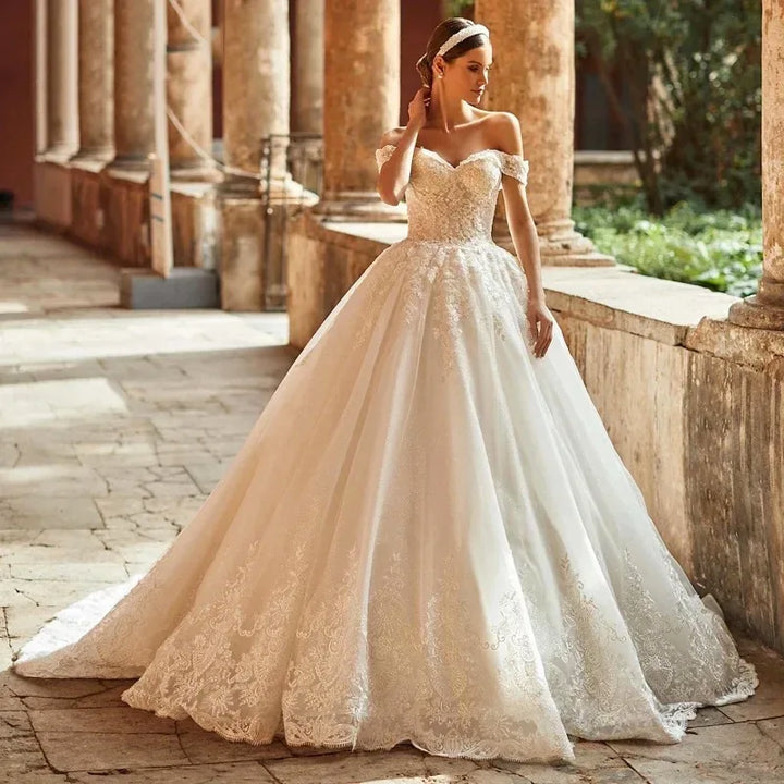 Romantic Lace-Up Back Wedding Gown
