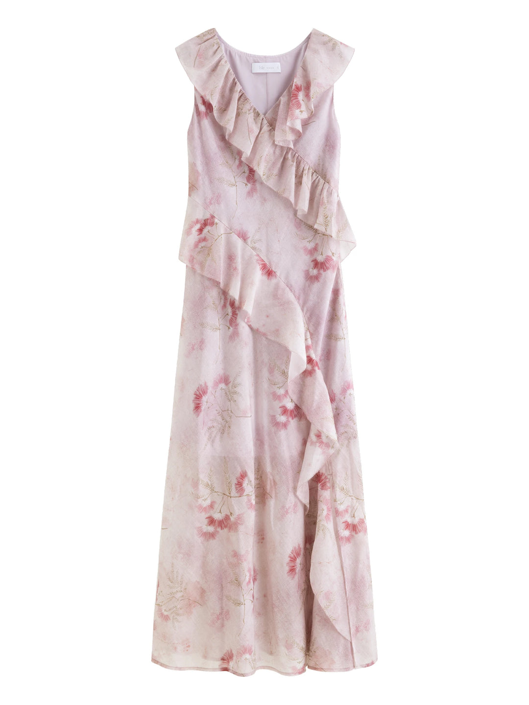 Alluring Floral Flounce Hem Maxi Dress