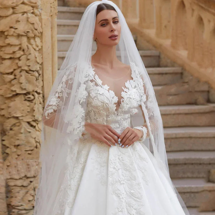 Refined Scoop Neck Bridal Gown