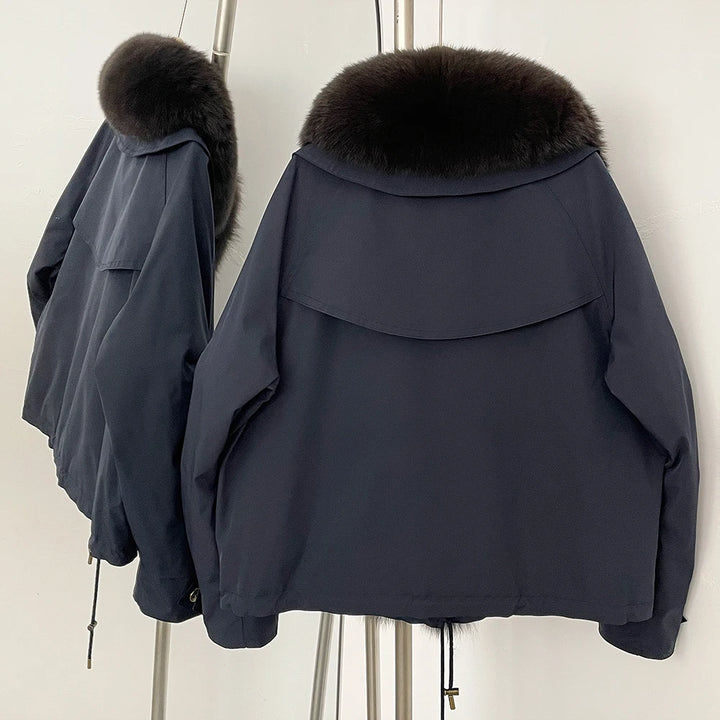 Refined White Duck Down Hooded Parka