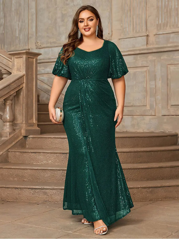 Sophisticated Short Sleeve Formal Gown