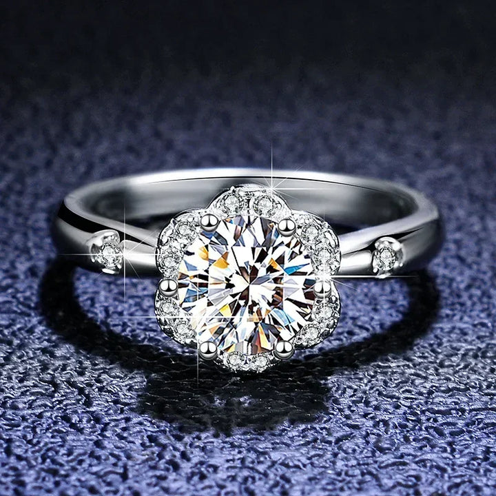 Elegant Flower Bud Moissanite Ring