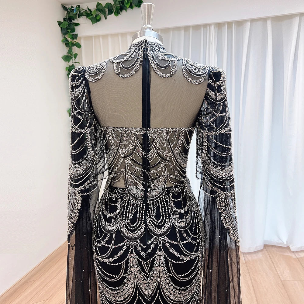 Cape Sleeves Arabic Evening Dress