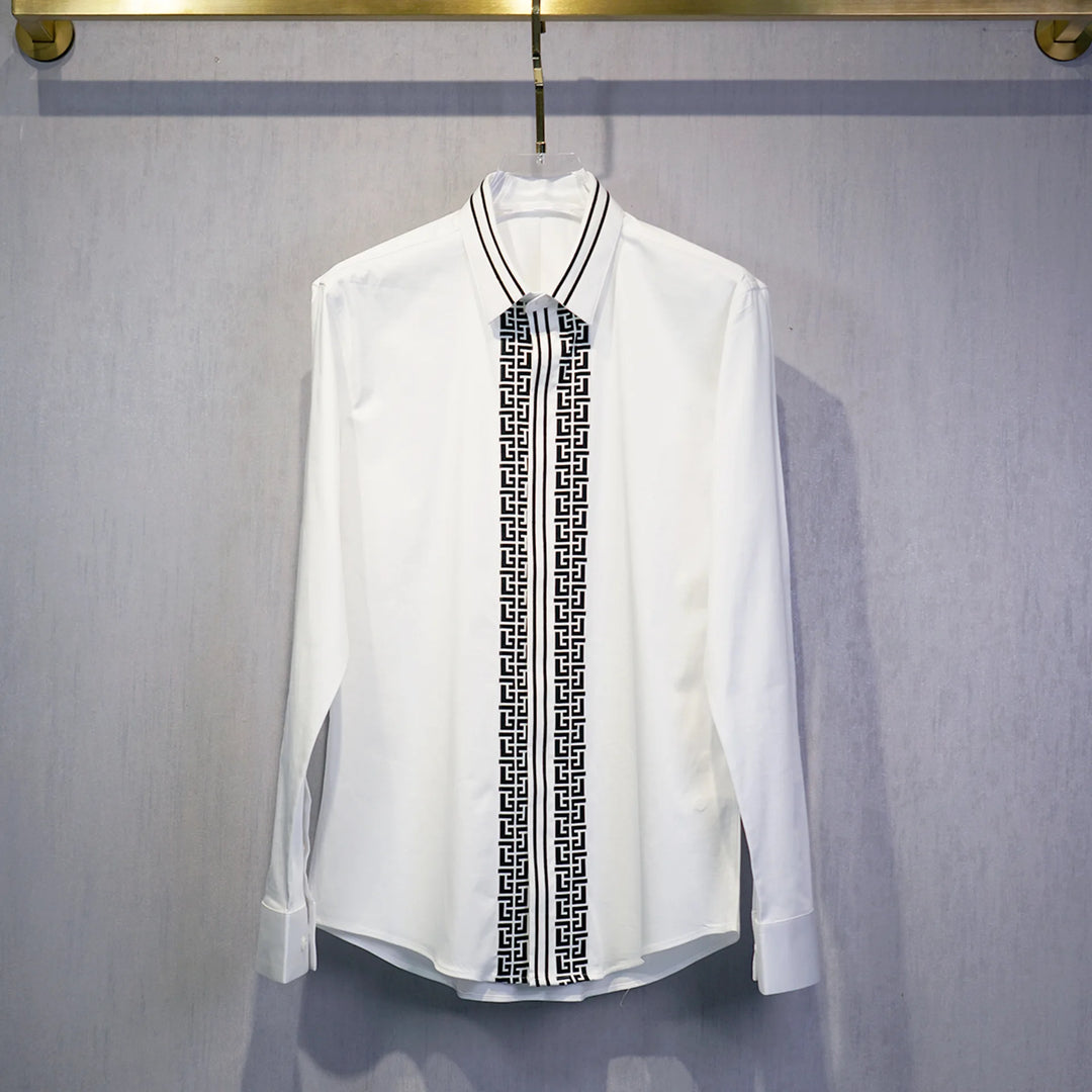 High-End Striped Embroidery Dress Shirt