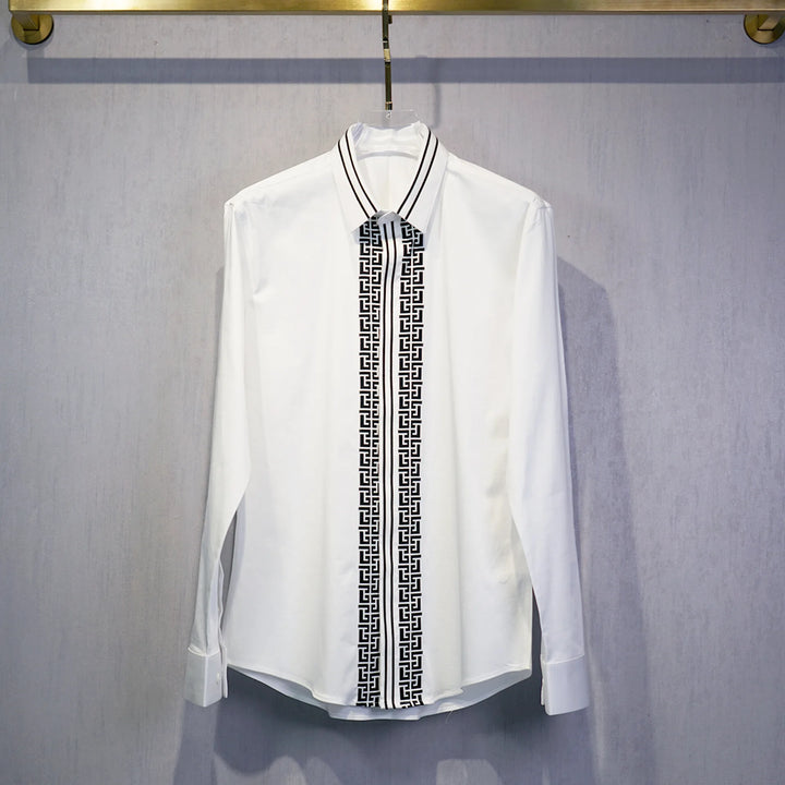 High-End Striped Embroidery Dress Shirt