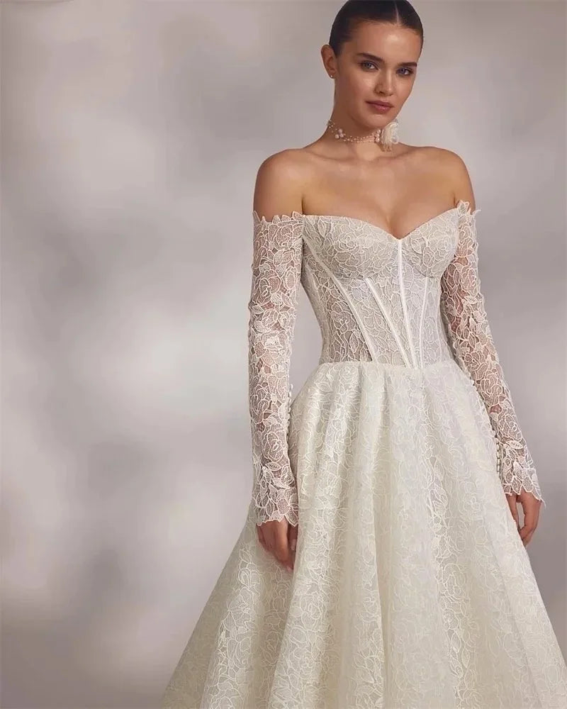 Charming Off-Shoulder Tulle Bridal Dress