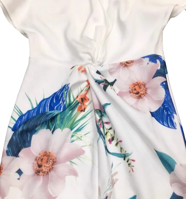 Floral Babydoll Short-Sleeved Slim Dress