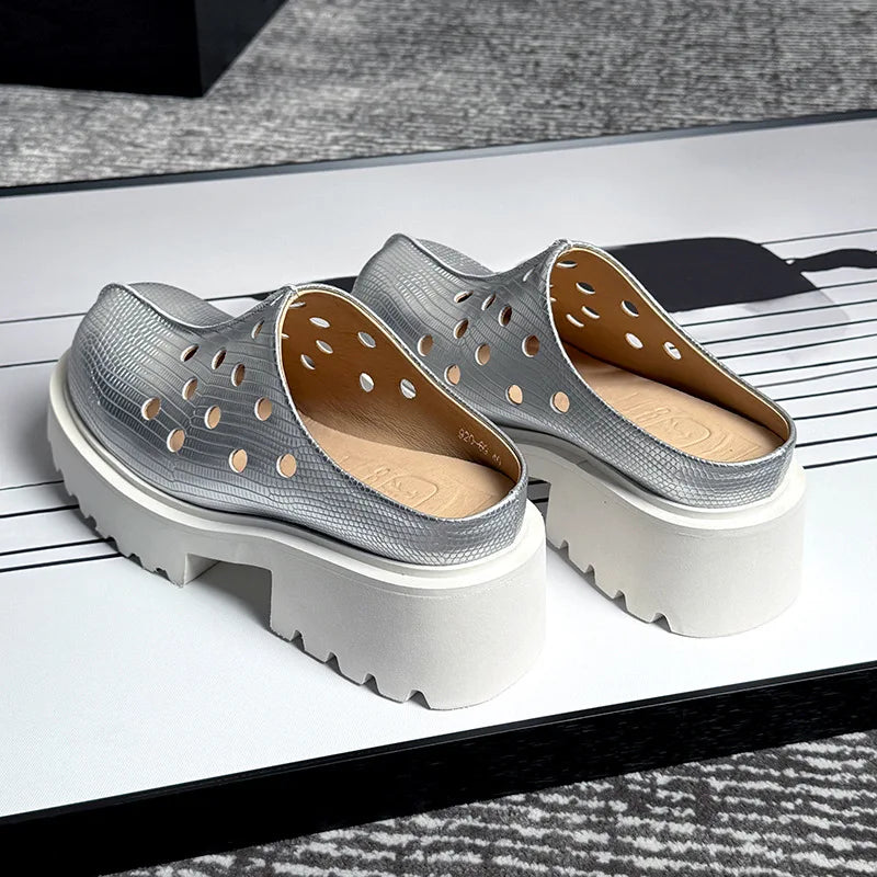 Thick Soled Casual Silver Sandals