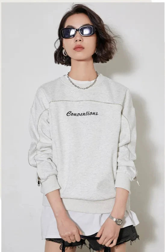 Fashionable Embroidered Pullover Sweatshirt