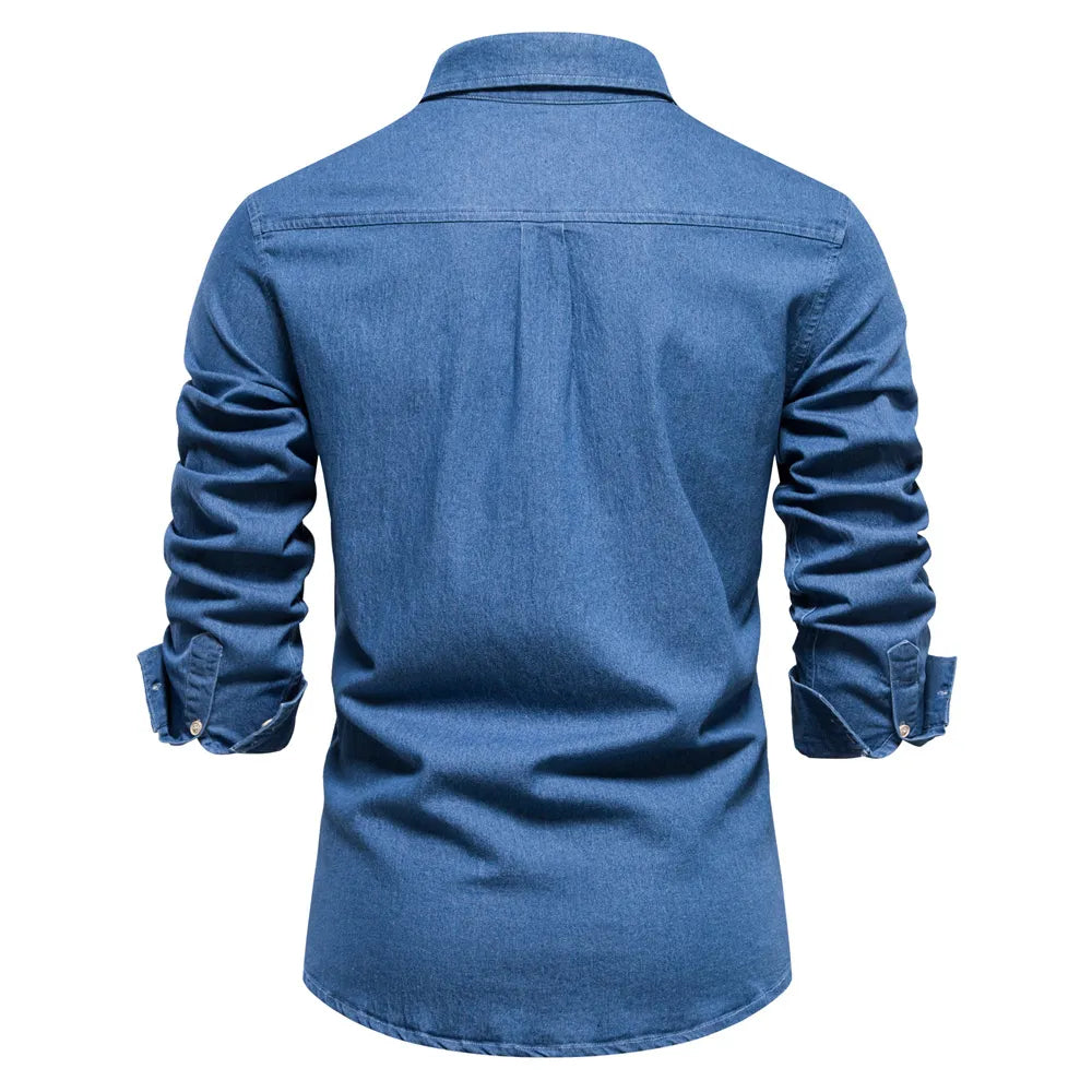 Cotton Denim Men's Long Sleeve Shirt