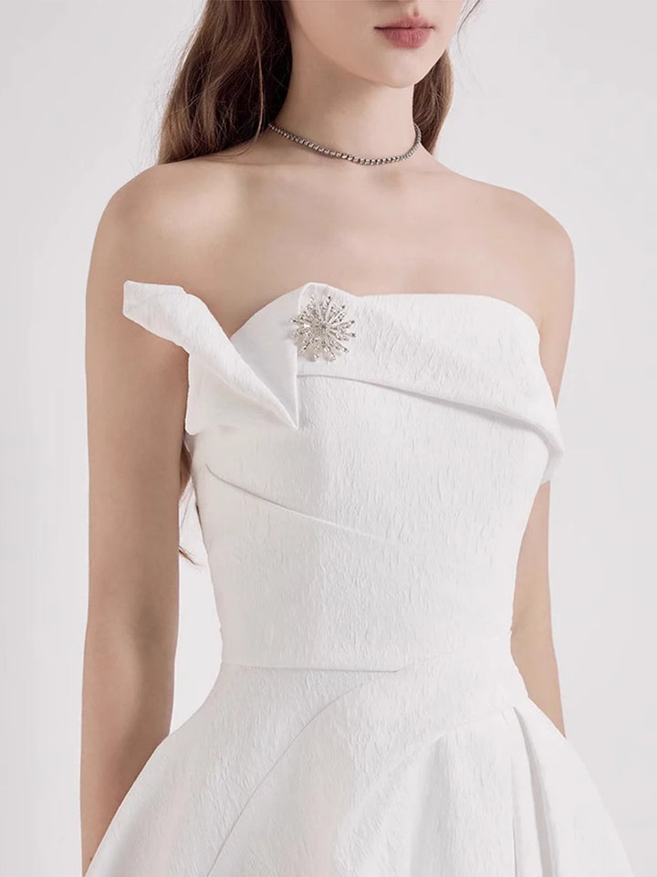 Stylish Flowy Strapless Mini Dress