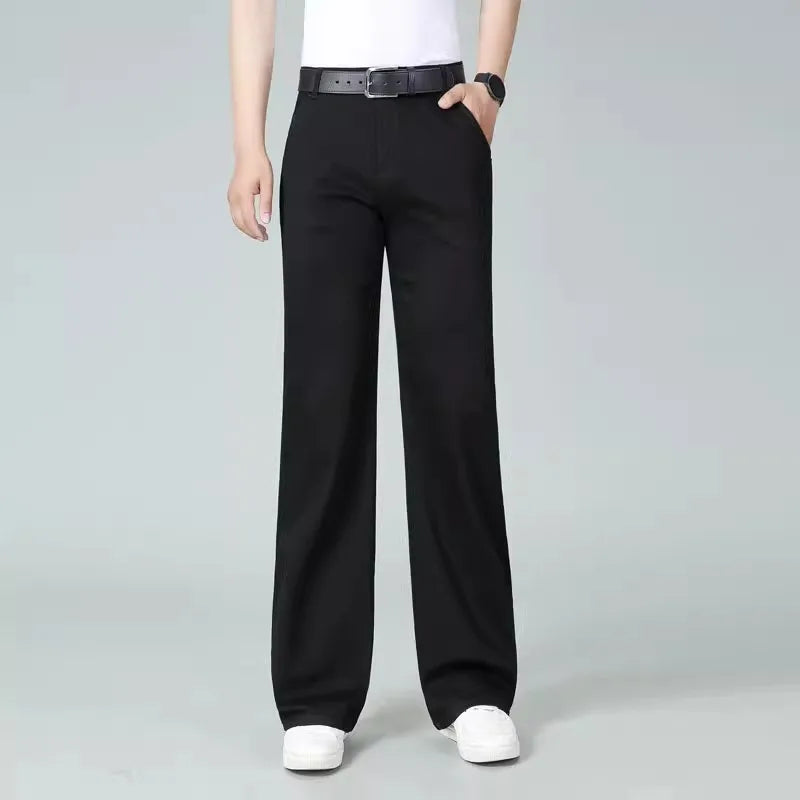 High Waisted Elastic Straight Casual Pants