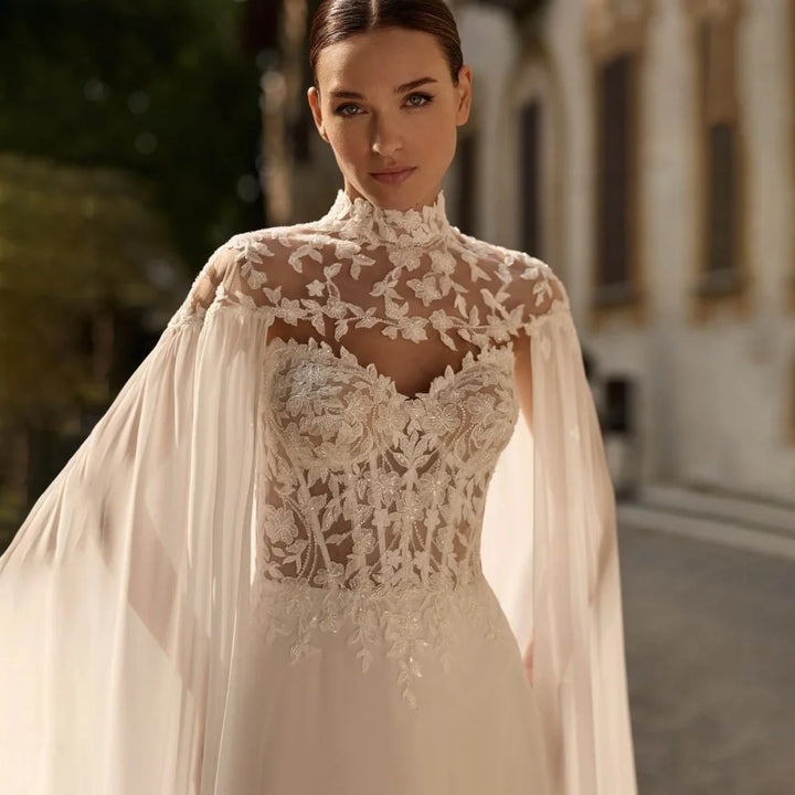 Classic High-Neck Fit Wedding Gown